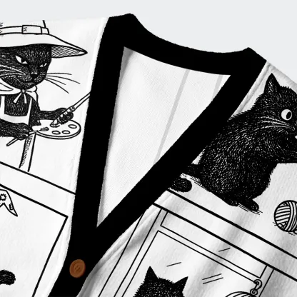 Tokyo-Tiger Black Cat Comics Ugly Cardigan Sweater