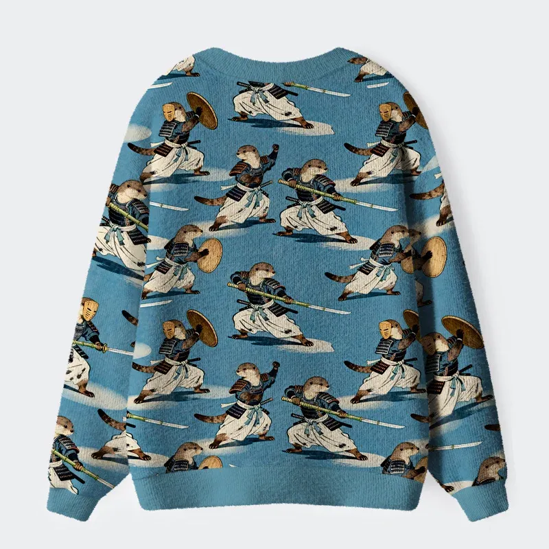 Tokyo-Tiger Otter Samurai Ugly Cardigan Sweater
