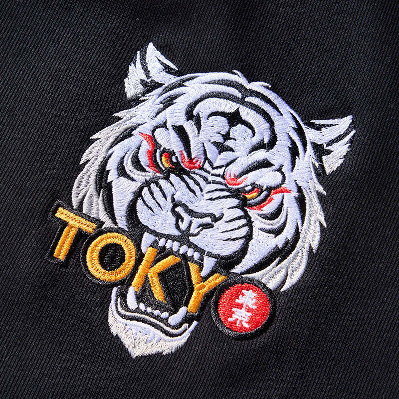 Tokyo-Tiger Capybara Holding A Gun Embroidery Varsity Jacket