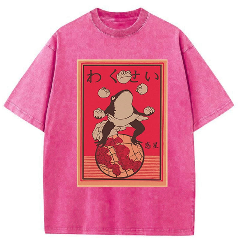 Tokyo-Tiger Wakusei Frog Funny Washed T-Shirt