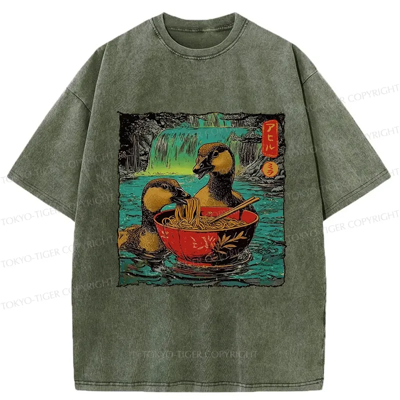 Tokyo-Tiger Ramen Lover Goose Washed T-Shirt