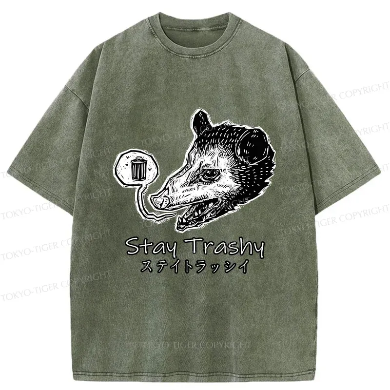 Tokyo-Tiger Stay Trashy Washed T-Shirt