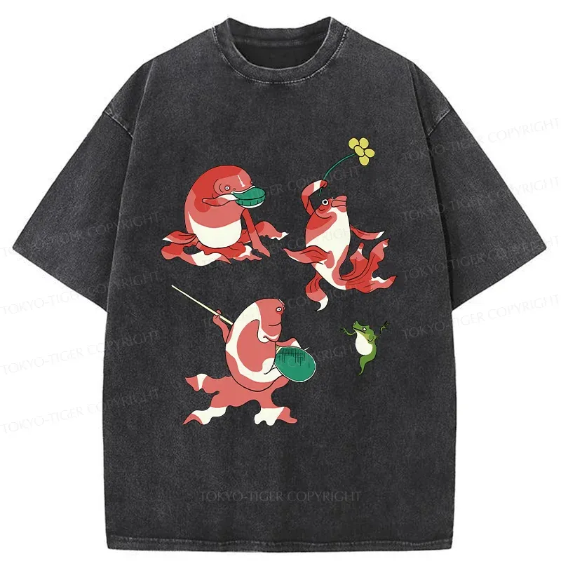 Tokyo-Tiger Fish Party Washed T-Shirt
