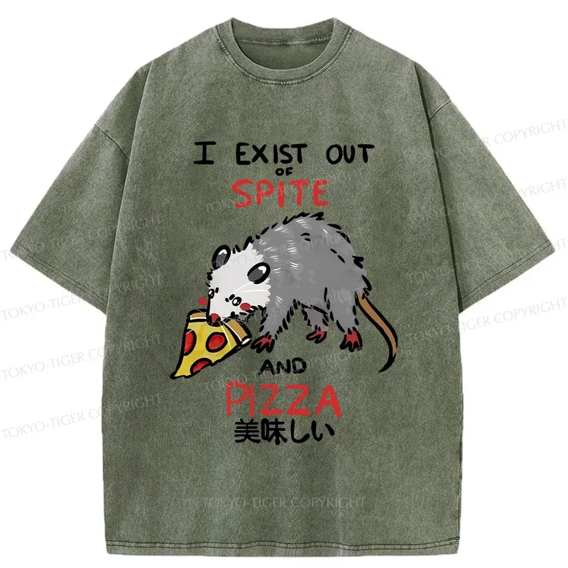 Tokyo-Tiger Delicious Pizza Japan Washed T-Shirt