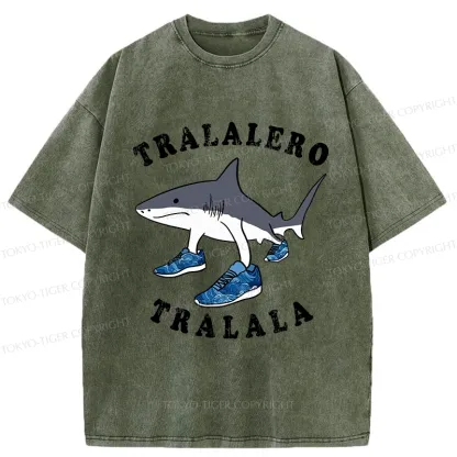 Tokyo-Tiger Tralalero Tralala Funny Washed T-Shirt