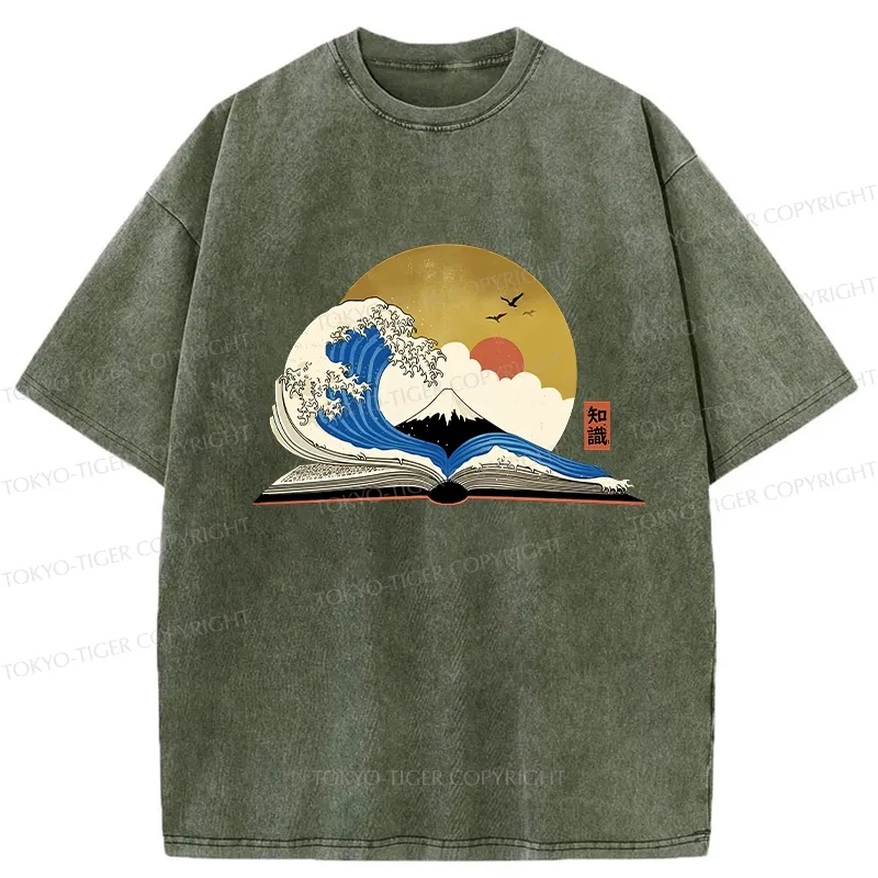 Tokyo-Tiger The Great Wave of Knowledge Washed T-Shirt