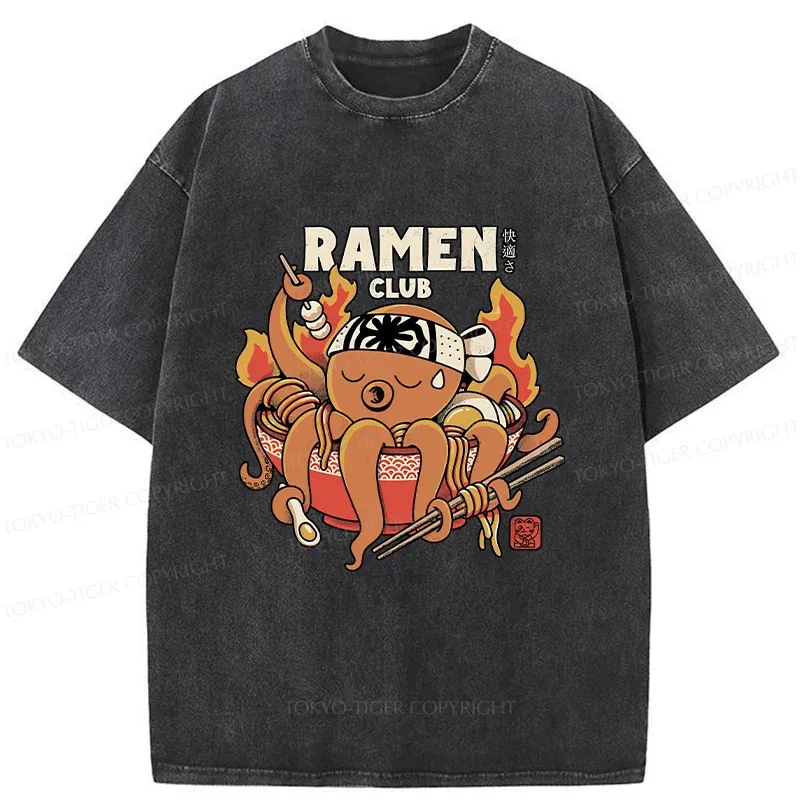 Tokyo-Tiger Octopus Ramen Washed T-Shirt