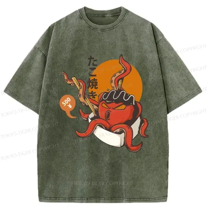 Tokyo-Tiger Yummy Takoyaki Washed T-Shirt
