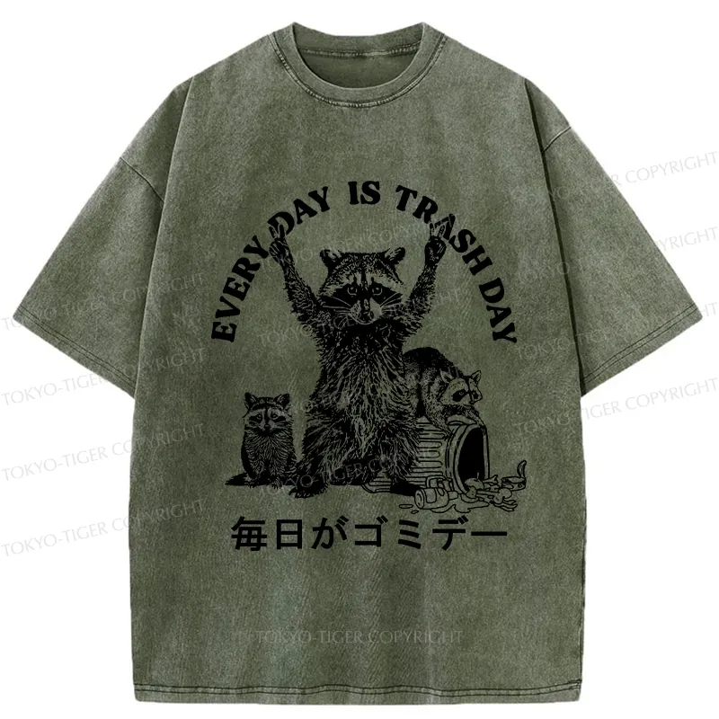 Tokyo-Tiger Every Day Is Trash Day Washed T-Shirt