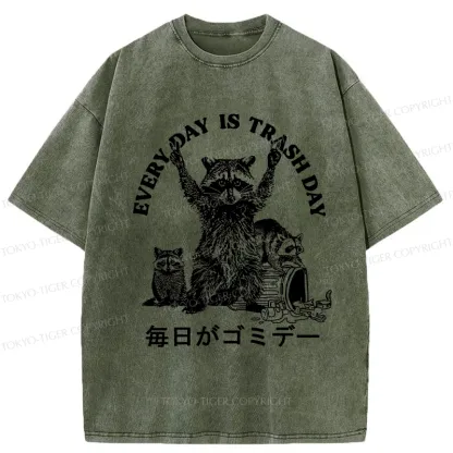 Tokyo-Tiger Every Day Is Trash Day Washed T-Shirt