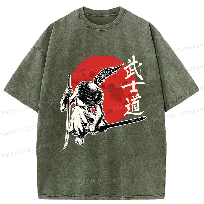 Tokyo-Tiger Bushido Samurai Washed T-Shirt