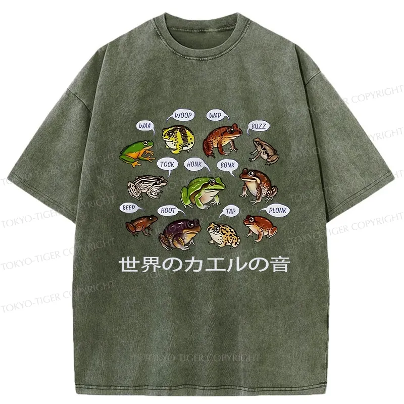 Tokyo-Tiger Frog Sounds From Around The World Washed T-Shirt