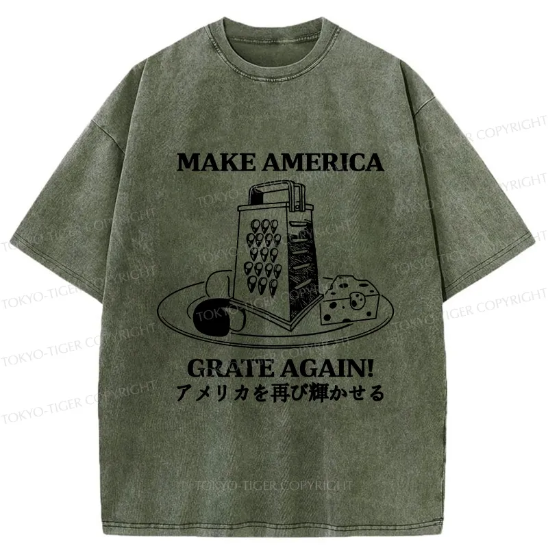 Tokyo-Tiger Make America Grate Again Funny Washed T-Shirt Sale