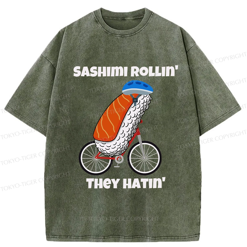 Tokyo-Tiger Sashimi Rollin' They Hatin' Washed T-Shirt