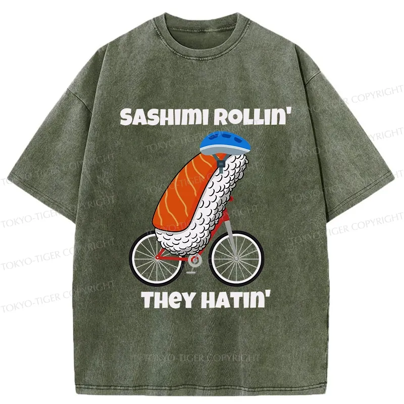 Tokyo-Tiger Sashimi Rollin' They Hatin' Washed T-Shirt