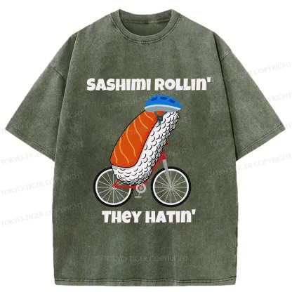 Tokyo-Tiger Sashimi Rollin' They Hatin' Washed T-Shirt