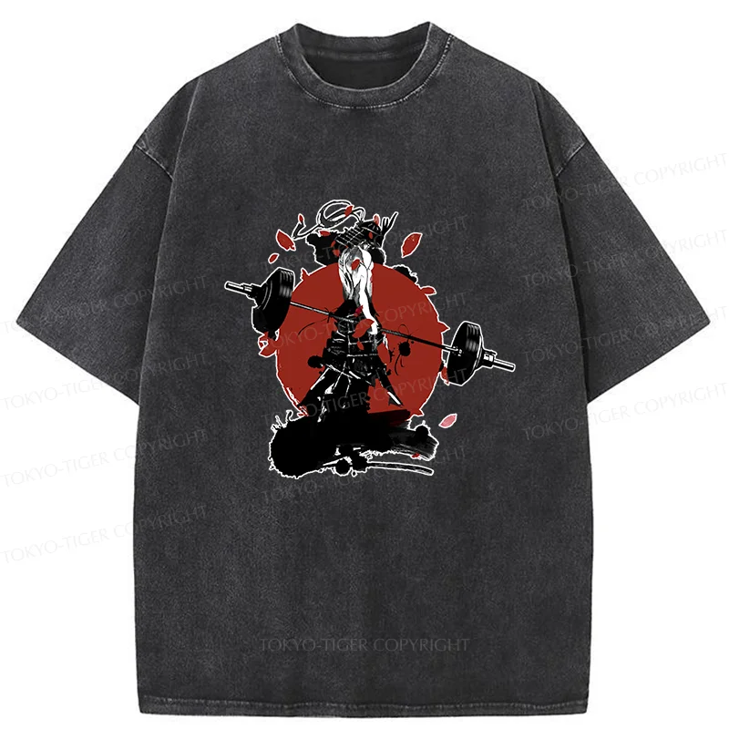 Tokyo-Tiger Samurai Fitness Washed T-Shirt