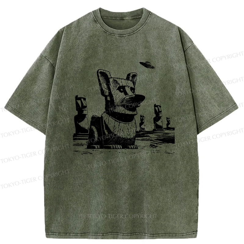 Tokyo-Tiger Funny Corgi Washed T-Shirt