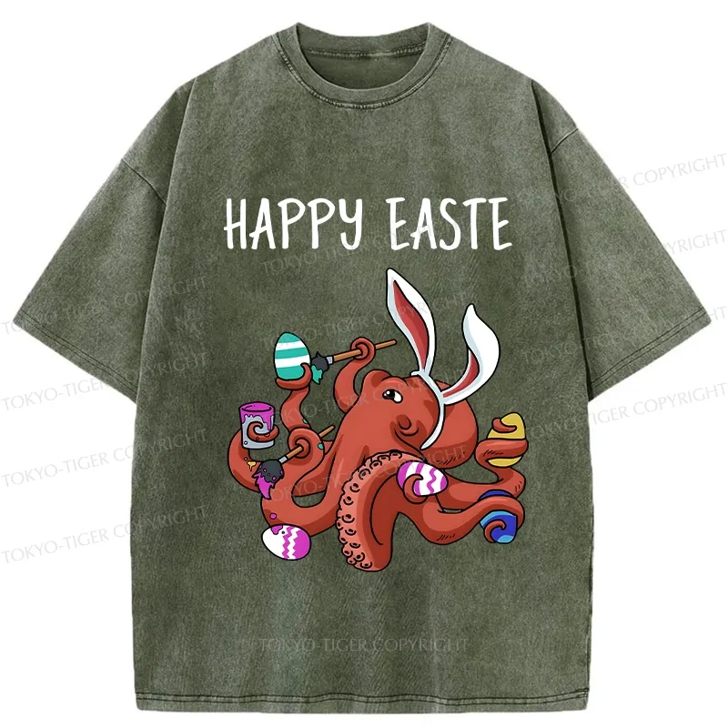 Tokyo-Tiger Easter Octopus Washed T-Shirt