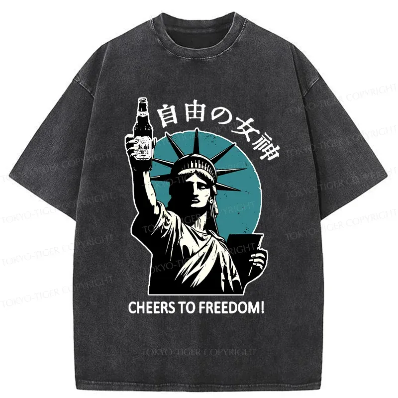 Tokyo-Tiger Statue Of Japanese Beer Washed T-Shirt