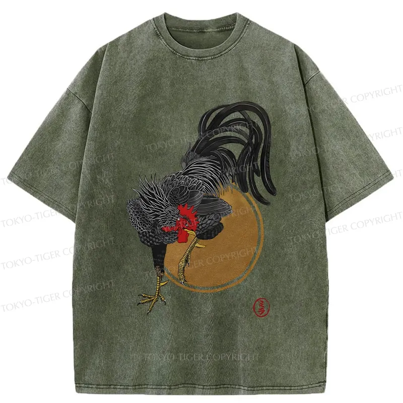 Tokyo-Tiger Strutting Rooster Washed T-Shirt