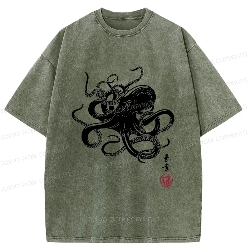 Tokyo-Tiger Vintage Octopus Washed T-Shirt