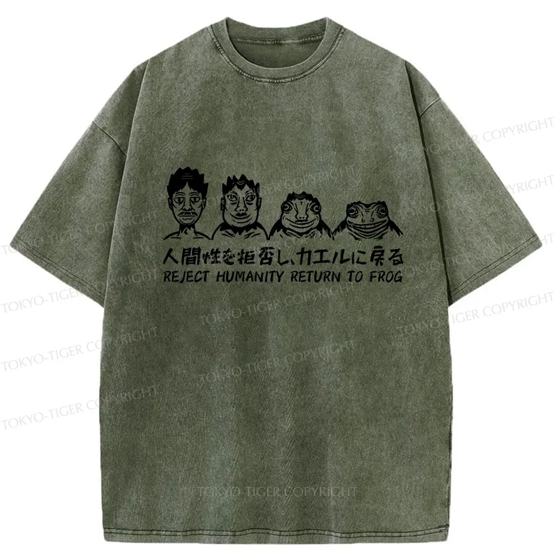 Tokyo-Tiger Reject Humanity Return To Frog Washed T-Shirt