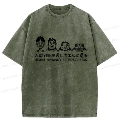 Tokyo-Tiger Reject Humanity Return To Frog Washed T-Shirt