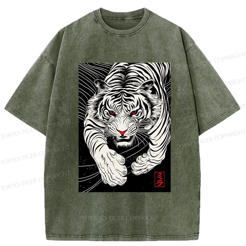 Tokyo-Tiger Japanese Ferocious Tiger Washed T-Shirt