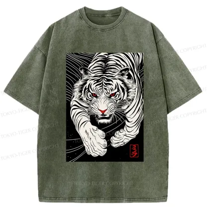 Tokyo-Tiger Japanese Ferocious Tiger Washed T-Shirt