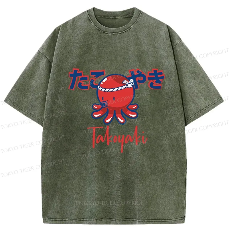 Tokyo-Tiger Japanese Traditional Takoyaki Washed T-Shirt