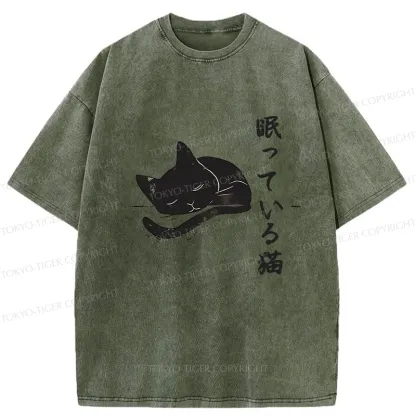 Tokyo-Tiger Sleeping Cat Washed T-Shirt