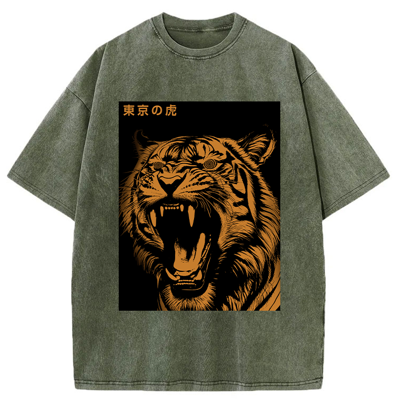 Tokyo-Tiger Roaring Tiger Washed T-Shirt