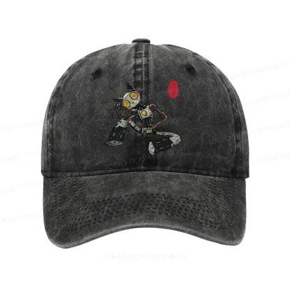 Tokyo-Tiger Contemplative Robot Cat Washed Cap