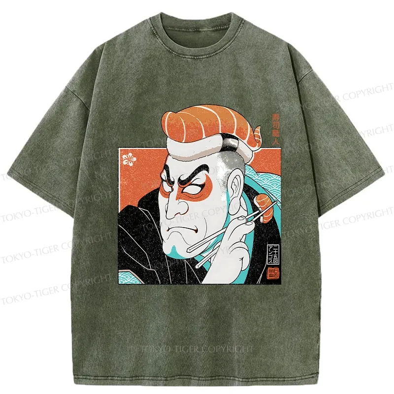 Tokyo-Tiger Sushi Chef Washed T-Shirt