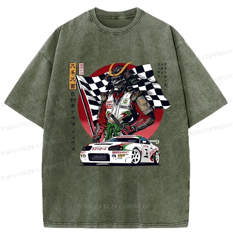 Tokyo-Tiger Samurai Racer Washed T-Shirt