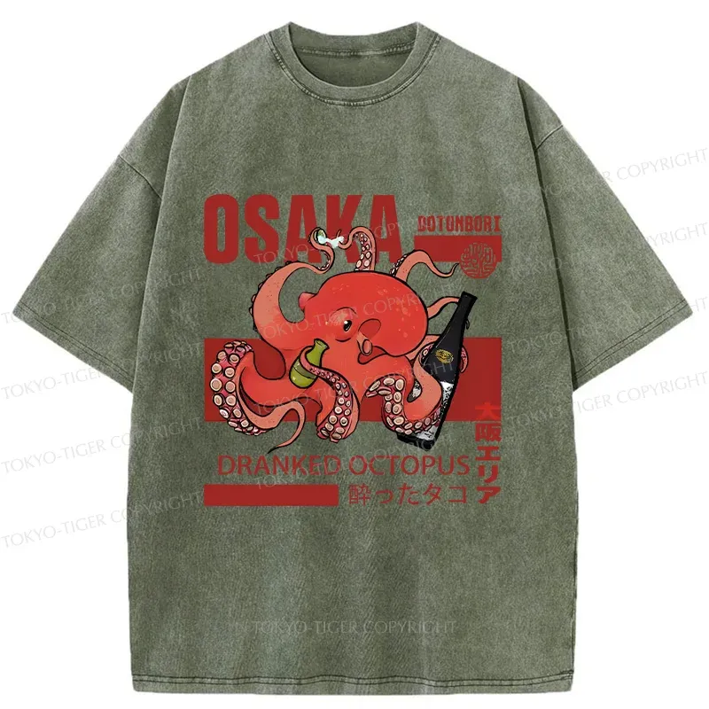 Tokyo-Tiger Osaka Cute Octopus Washed T-Shirt