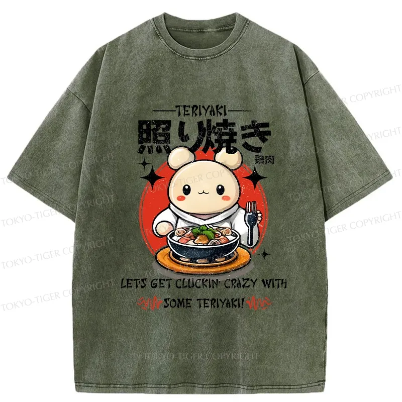 Tokyo-Tiger Chicken Teriyaki Japanese Washed T-Shirt