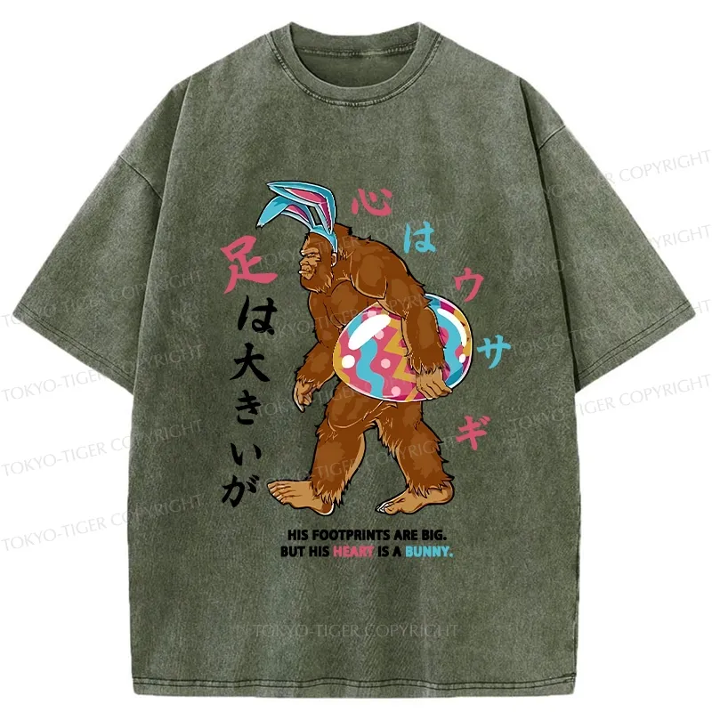 Tokyo-Tiger Funny Easter Bigfoot Bunny Washed T-Shirt