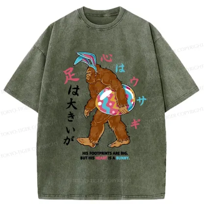 Tokyo-Tiger Funny Easter Bigfoot Bunny Washed T-Shirt