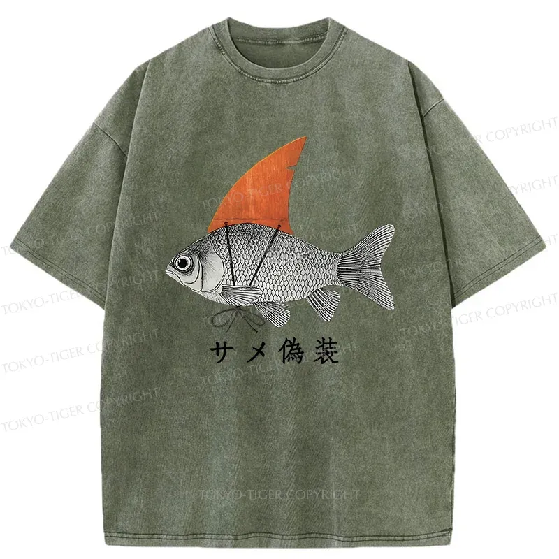 Tokyo-Tiger Fish Disguise Washed T-Shirt