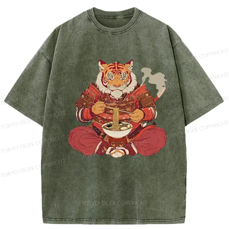Tokyo-Tiger Ramen Lover Tiger Washed T-Shirt