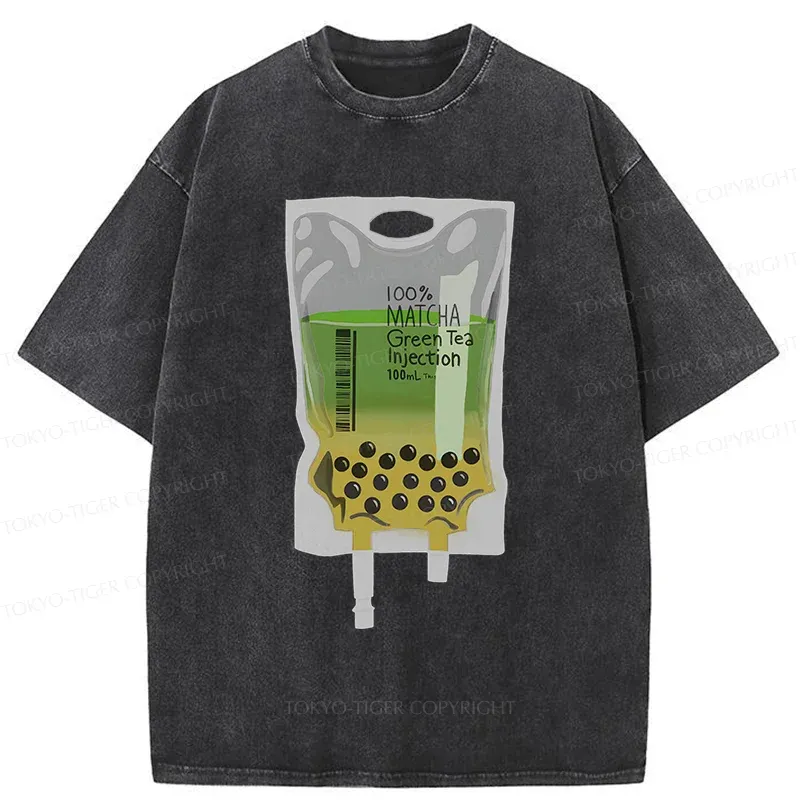 Tokyo-Tiger Matcha Milk Tea Washed T-Shirt