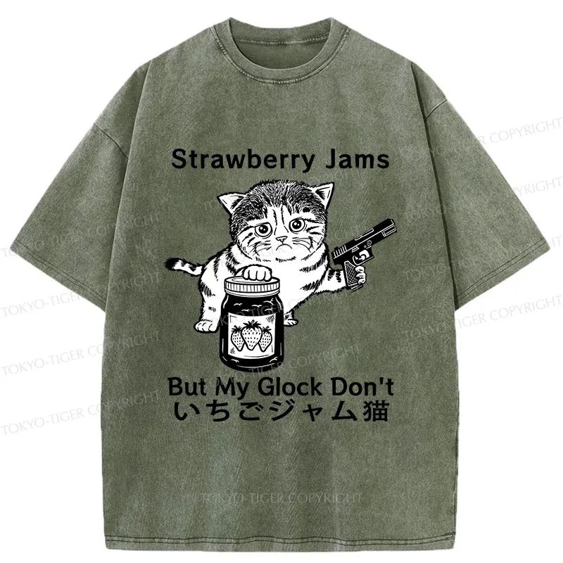 Tokyo-Tiger Strawberry Jam Cat Washed T-Shirt