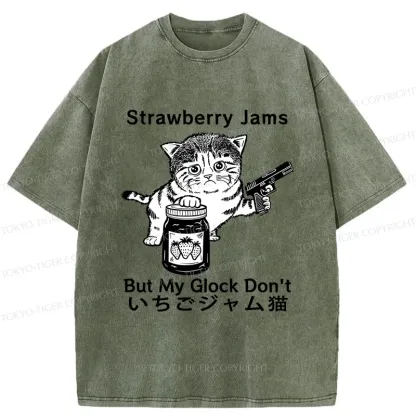 Tokyo-Tiger Strawberry Jam Cat Washed T-Shirt