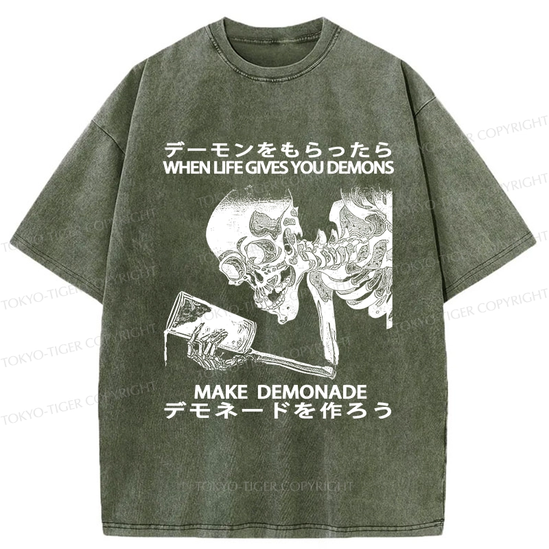 Tokyo-Tiger Make Demonade Funny Washed T-Shirt