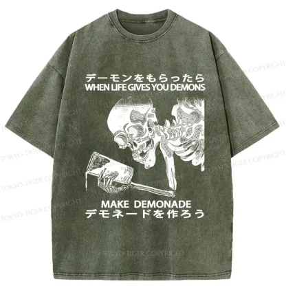 Tokyo-Tiger Make Demonade Funny Washed T-Shirt
