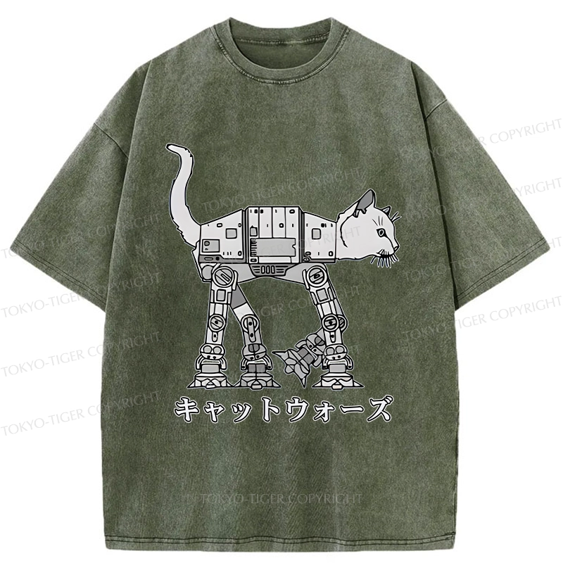 Tokyo-Tiger Cat Wars Washed T-Shirt