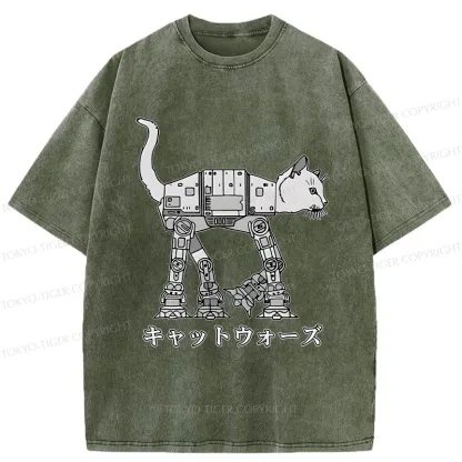 Tokyo-Tiger Cat Wars Washed T-Shirt