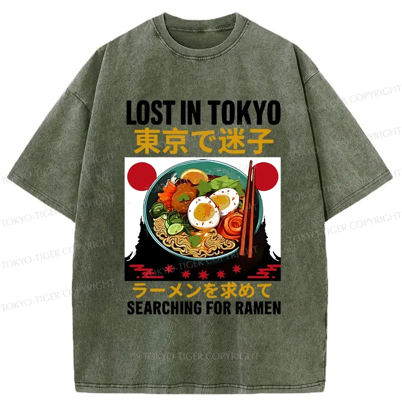 Tokyo-Tiger Searching For Ramen Washed T-Shirt